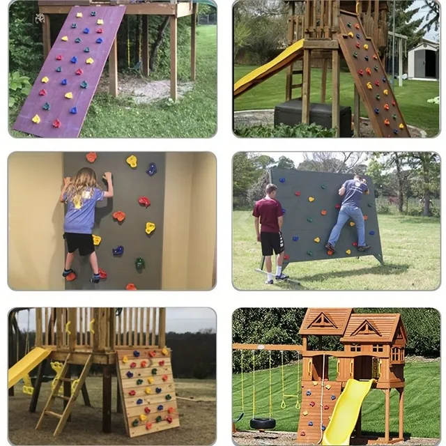 Prises d'escalade pour enfants et adultes - Grandes prises d'escalade pour structures de jeux, balançoires et murs d'escalade intérieurs/extérieurs avec matériel de montage de 2 pouces