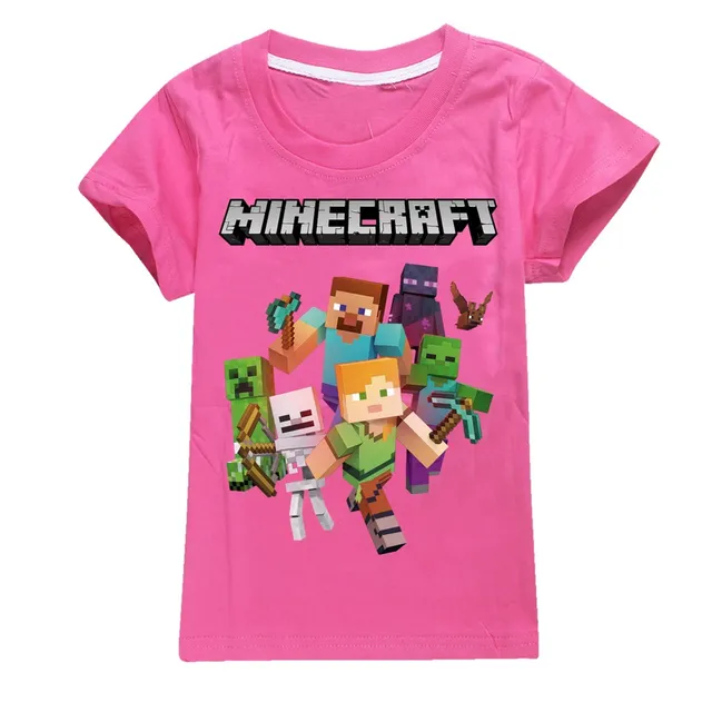 T-shirt en coton pour enfant à manches courtes Minecraft