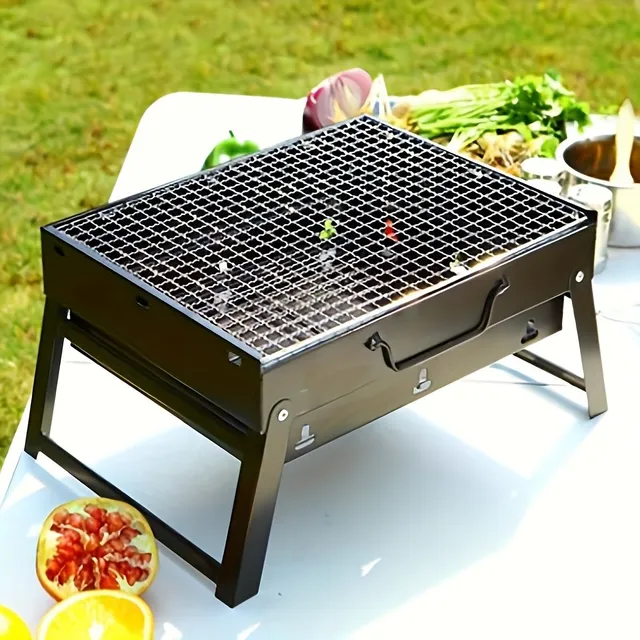 Portable folding barbecue for wood charcoal made of stainless steel - Barbecue for camping, hiking and picnic