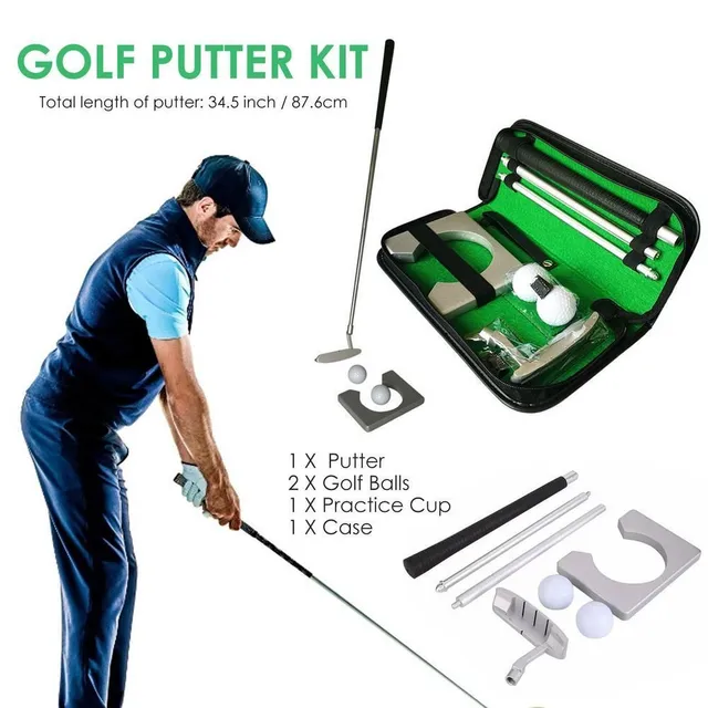 Portable mini golf training kit with removable putter ball