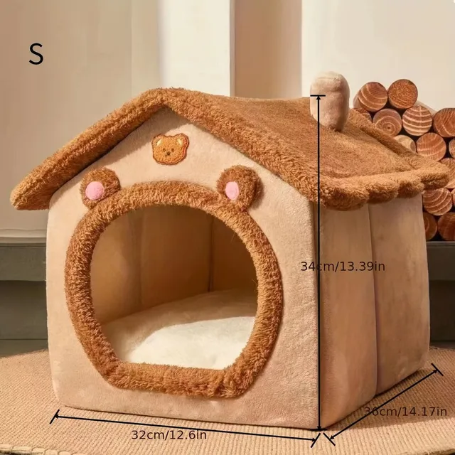 1pc Pelíšek Pro Cats, Removable and Washable House For Cats, Winter Warm Pelíšek For Cats Soft and Comfortable Cave Nest For Puppies