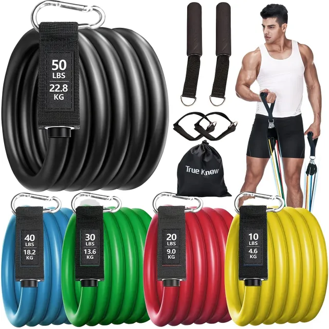 11 piece set of resistance rubber with anchors to the door - latex fitness rubbers
