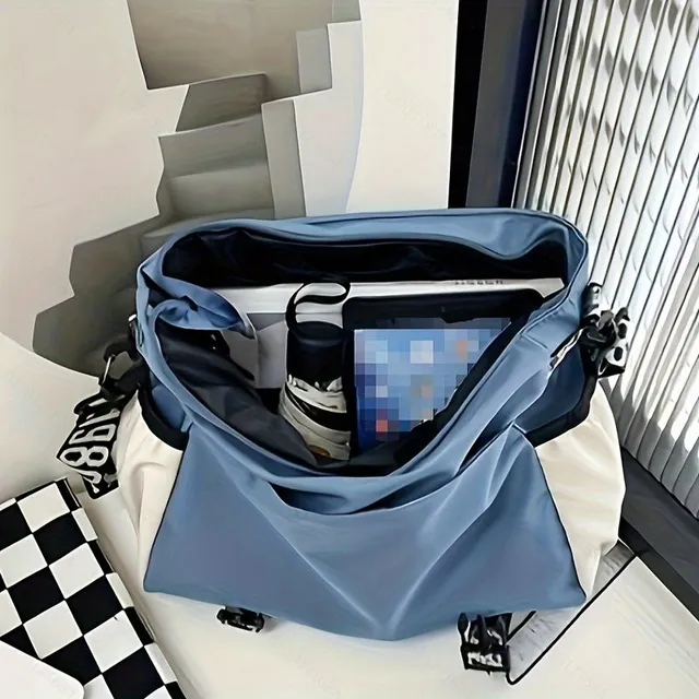 Casual color-blocked shoulder bag, universal messenger with lapel, unisex backpack on the cross to school and leisure