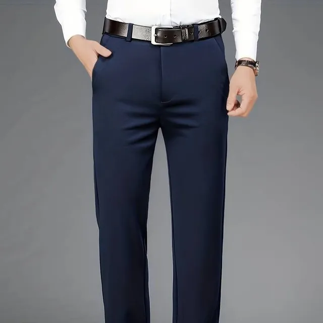 Men's classic formal trousers with a slight stretch in a monochrome design, ideal for spring/summer