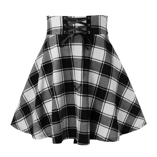 Ladies plaid skirt with lacing