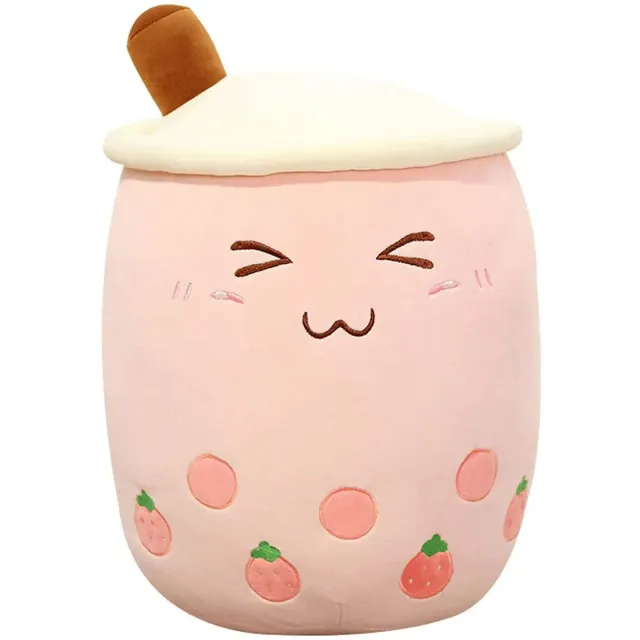 Teddy pillow shaped cup with bubble tea with milk - cute gift for children