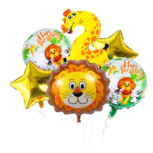 Zestaw nadmuchiwanych balonów i nadmuchiwanych numerów z motywem safari