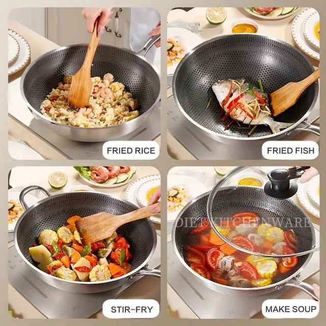 Universal stainless steel frying pan