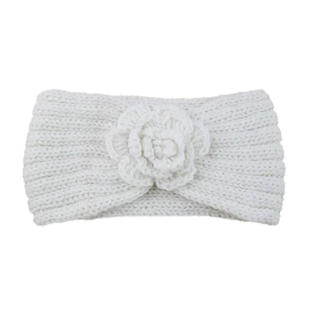 Women's winter knitted headband with flower