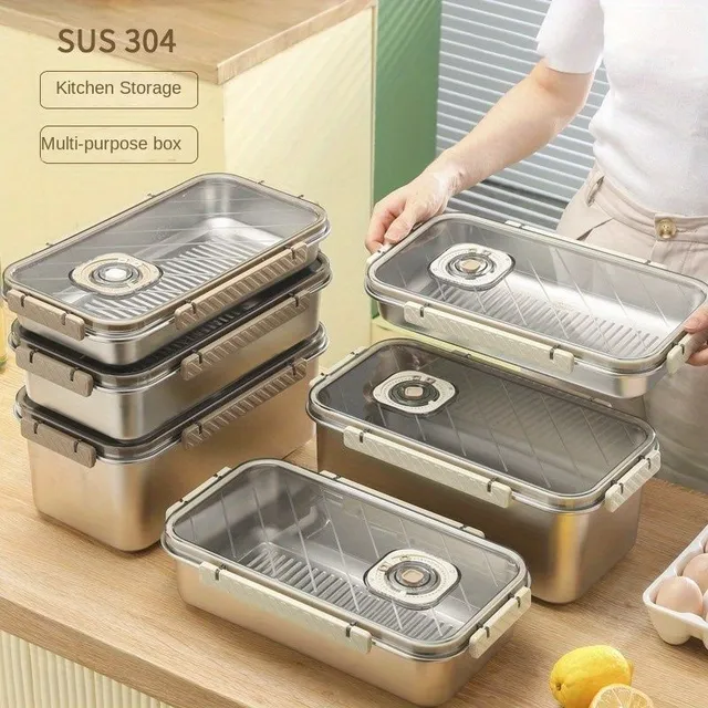 Storage container, Multifunction Dumpling box made of stainless steel with lid