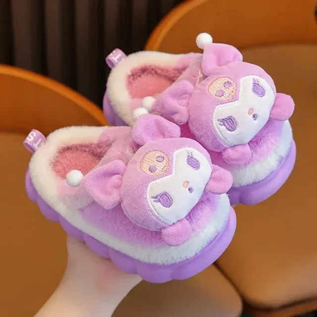 Kids cute slippers at home, soft and slippery