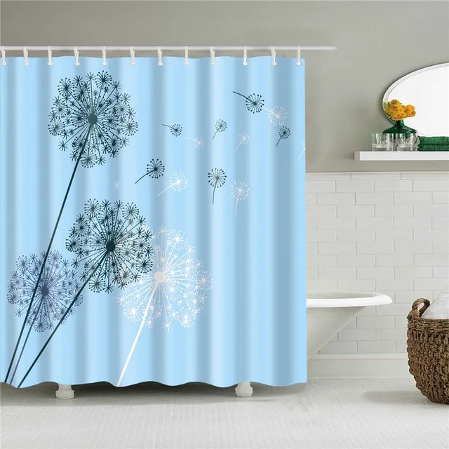 Practical bathroom curtain with flower motif