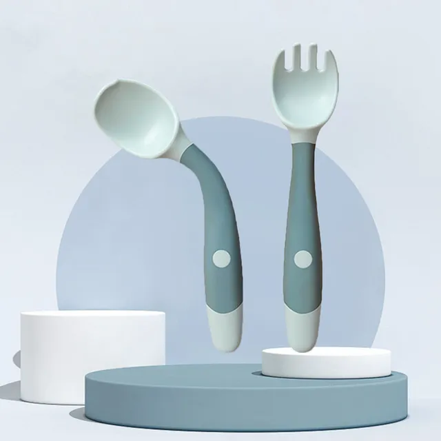 Silicone baby spoon with fork