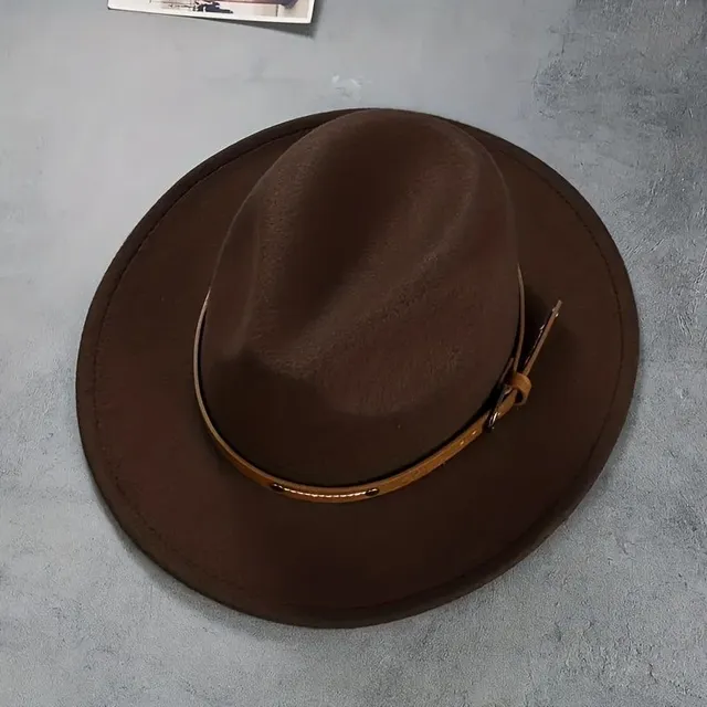 Stylish belt Decor Cap Fedora Unisex Single Color Jazz Hat Casual Warm felt hat Sunshine Western cowboy hats On the way out