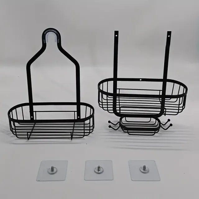 1 pc shower rack via shower head, stainless steel bathroom organizer with hooks, bathroom forged free punching wall rack, hanging shower rack for soap for shampoo, bathroom hanging shelf, bathroom accessories