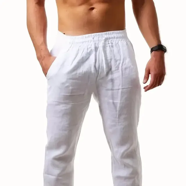 Elegant men's trousers in single-colored design with adjustable waist