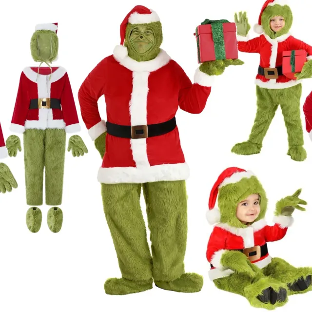 Costume de cosplay unisexe tendance au motif du Grinch