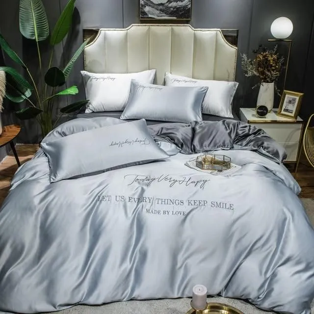 Silk bed linen for bed