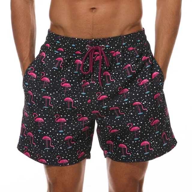 Men's quick-drying swim shorts with mesh lining and print