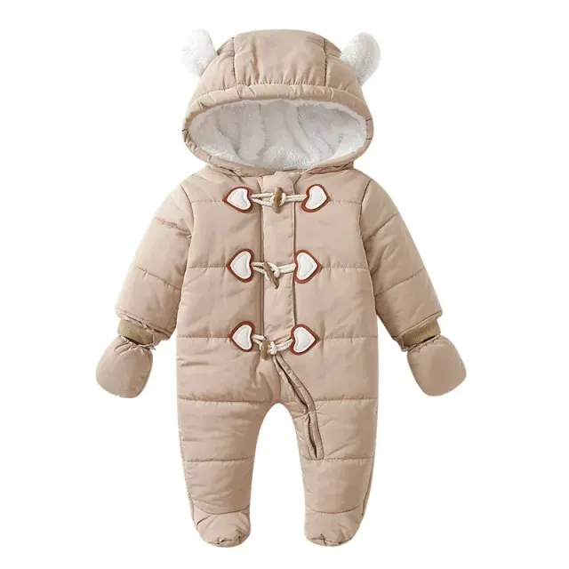 Detské zimné overaly s kapucňou a fleece podšívka pre batoľatá a deti, chlapci a dievčatá