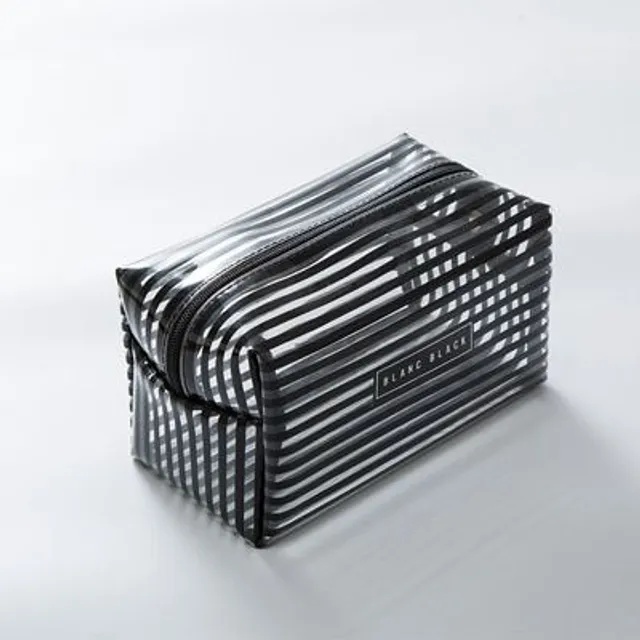 Women's Make-up Bag with Stripes Blanc