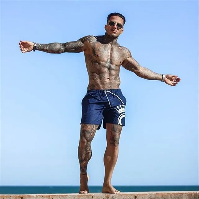 Men's sporty beach trendy swim shorts with print