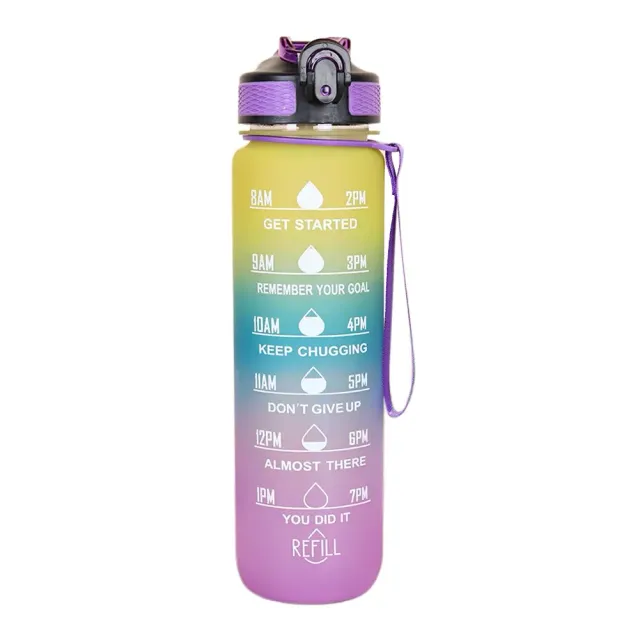 1000ml Water bottle - Motivating sports bottle with drink