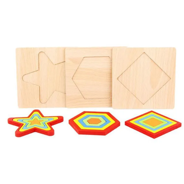 Puzzle educativ cu curcubeu din lemn pentru copii