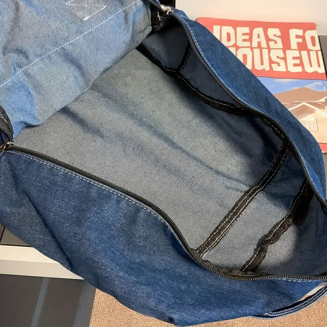 Batoh z vintage denimu - Lehký cestovní a školní batoh v preppy stylu na notebook