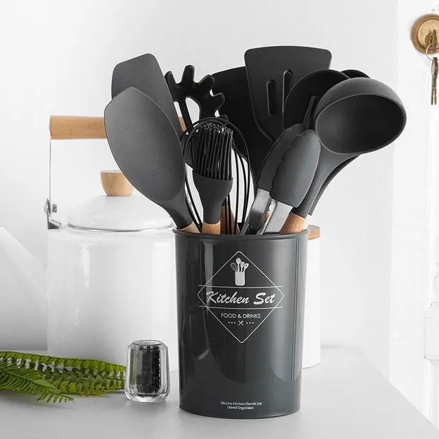 Kitchen utensils set in stand 12 pcs