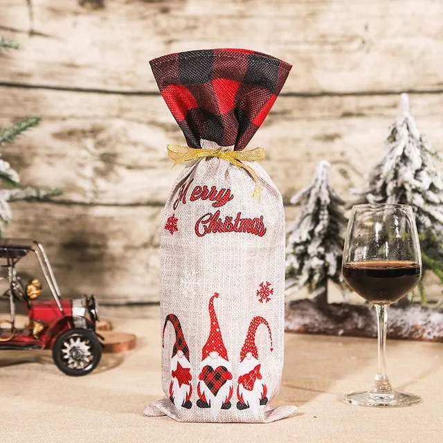 Beautiful wine bottle pouch with Christmas motif Debbie