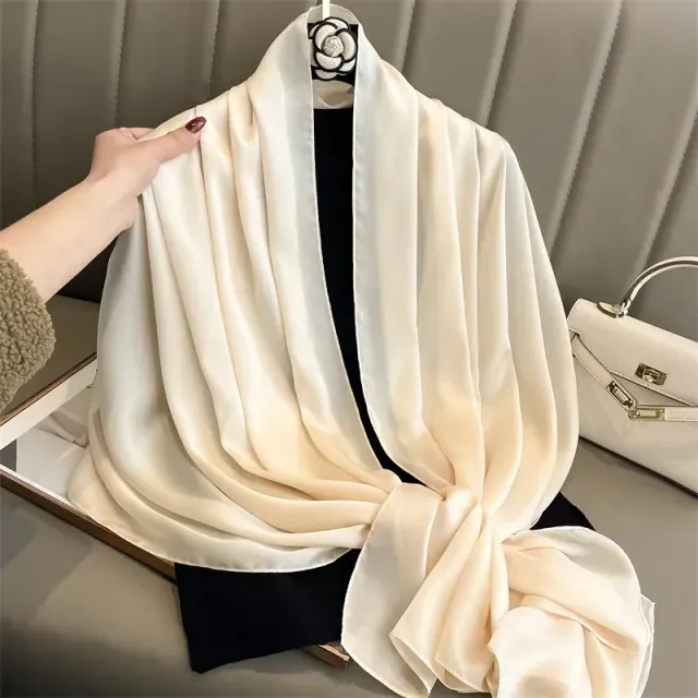 Fashionable satin scarf with a size of 90x180 cm for women