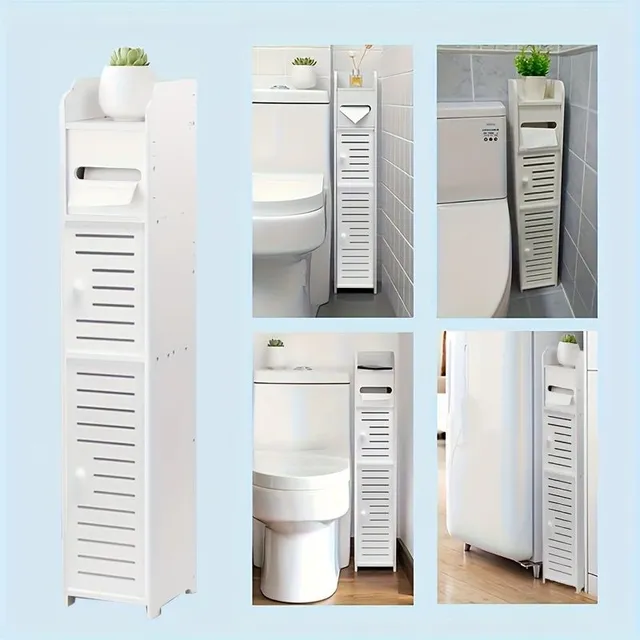 1pc Narrow bathroom storage cabinet with toilet paper holder