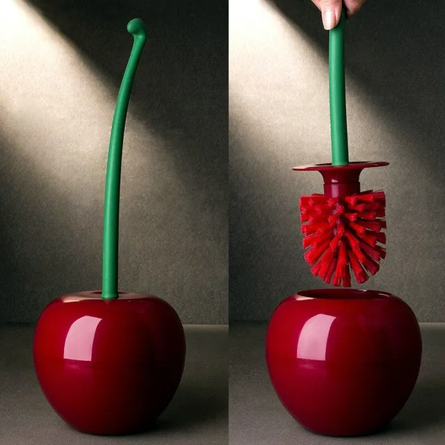 Toilet brush in the shape of a cherry