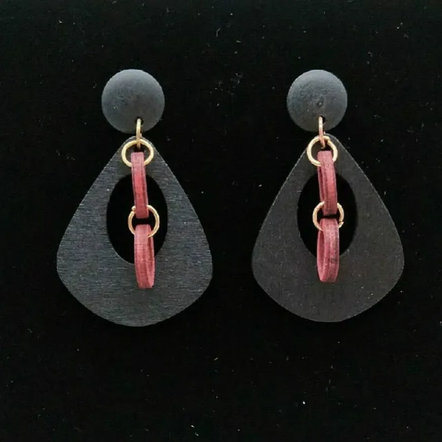 Women's luxury earrings made of African wood