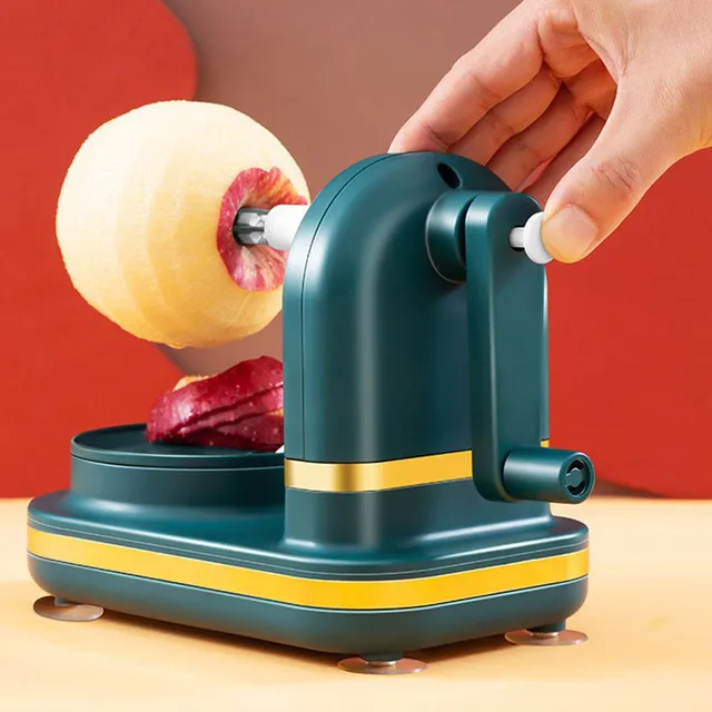 Manual fruit peeler with automatic rotation