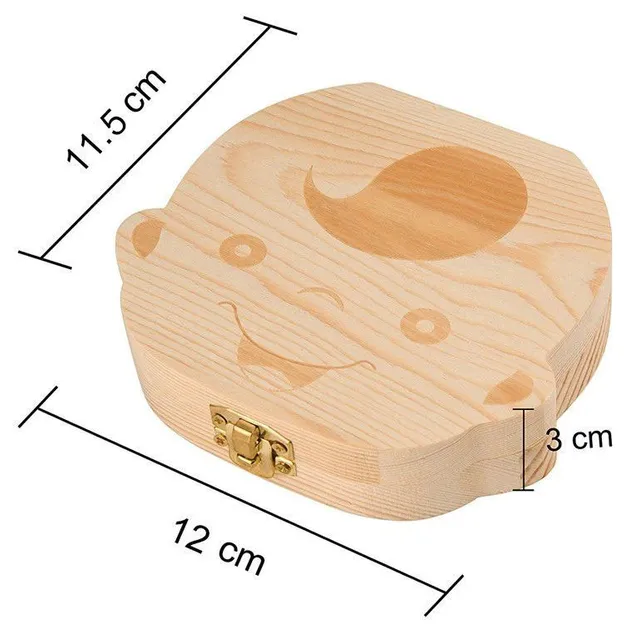 Drewniane pudełko na zęby dla dzieci - chłopiec/dziewczynka