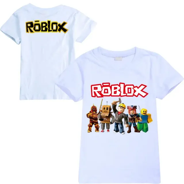 Stylové dětské jednobarevné tričko s krátkým rukávem a potiskem postav ze hry ROBLOX