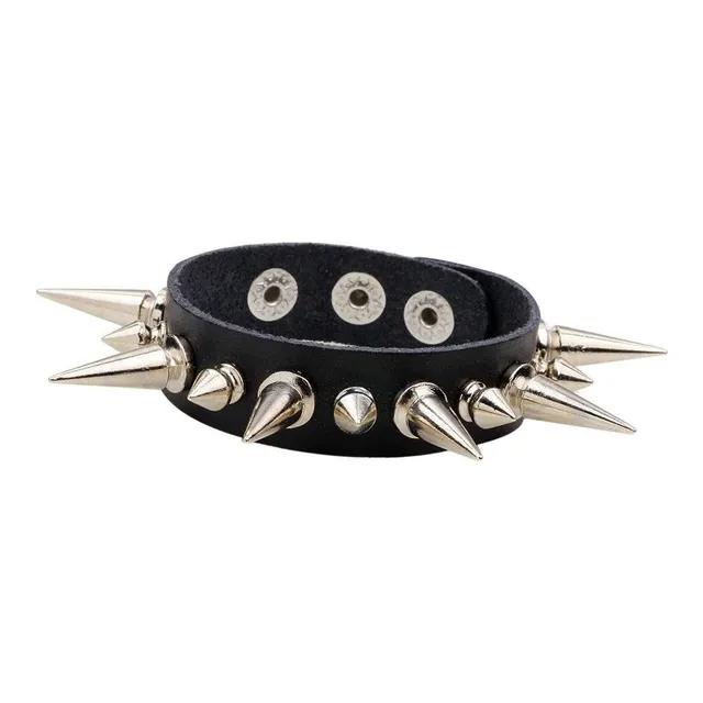 Leather bracelet with barbs