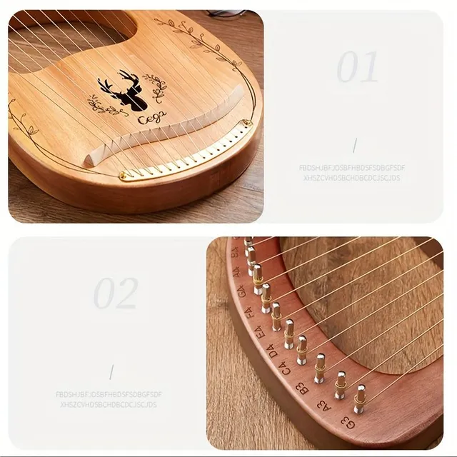 16/19string lyre for beginners 16/19string harp lyre Small portable musical instrument Easy to learn