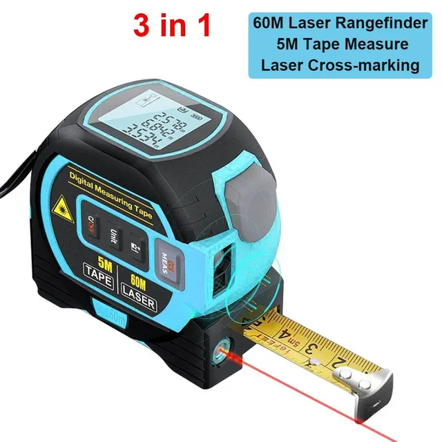 Love541-3 in 1 LCD Laser Rangefinder 5m Measuring Tape Ruler