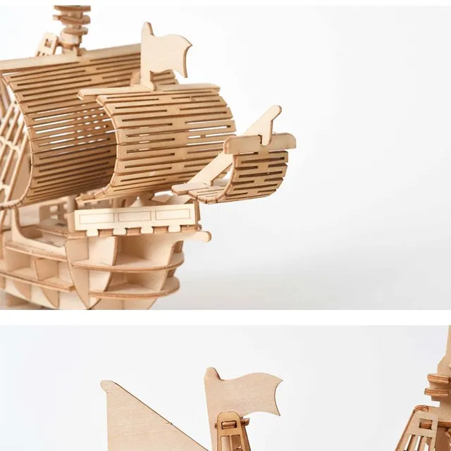Puzzle educativ 3D din lemn - model de avion, tren sau navă