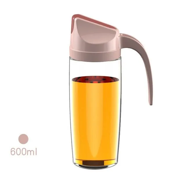 Oil / sauce / syrup / vinegar dispenser Leak-proof glass bottle with automatic lid opening