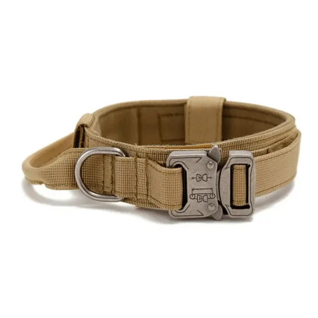 Tactical dog collar with handle for medium and large breeds