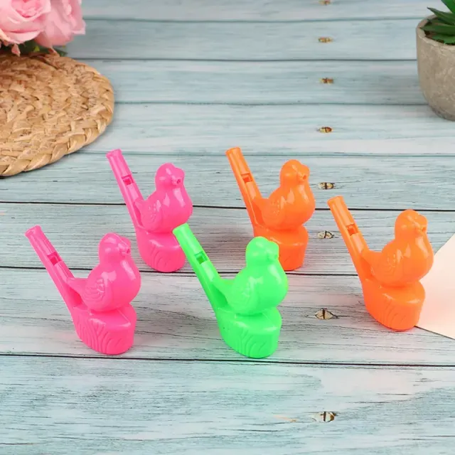 Set of color whistles in the shape of birds - mix of random colors