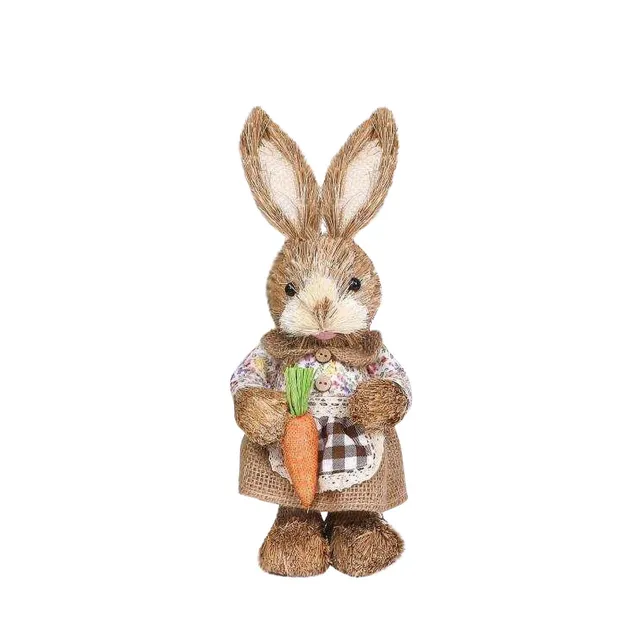 Decorative straw garden bunny