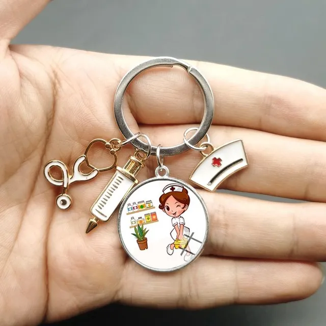 Original keychain with motif of doctors and nurses