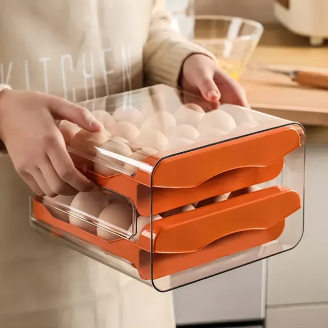 Two-layer egg drawer box - kitchen egg organizer for fridge
