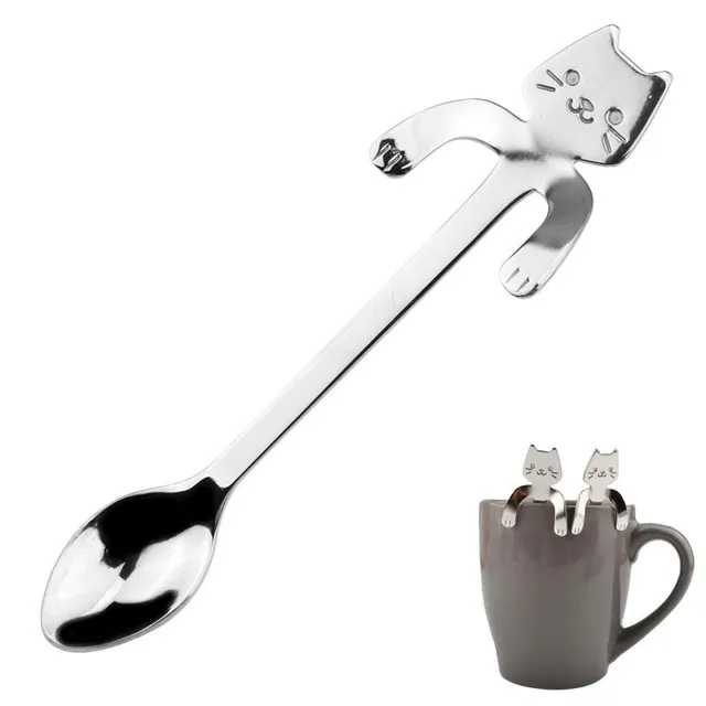 Coffee spoon with cat - 2 pcs