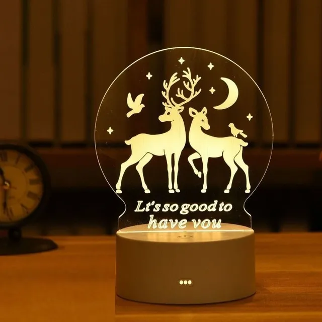3D lámpa karácsonyi motívumokkal - USB